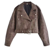 washed motorcycle jacket for women, view 14 - MRSLM