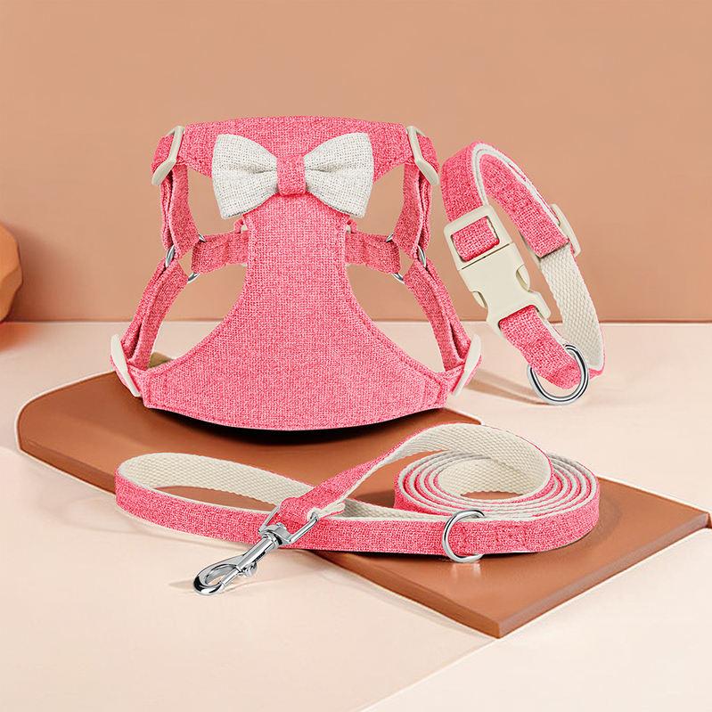 adjustable bowtie collar, leash and harness set, view 9 - MRSLM