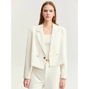 women's short blazer with lapel collar, view 3 - MRSLM