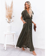 Solid color beach cover-up long dress, view 4 - MRSLM