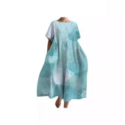 women's loose round neck printed dress, view 4 - MRSLM