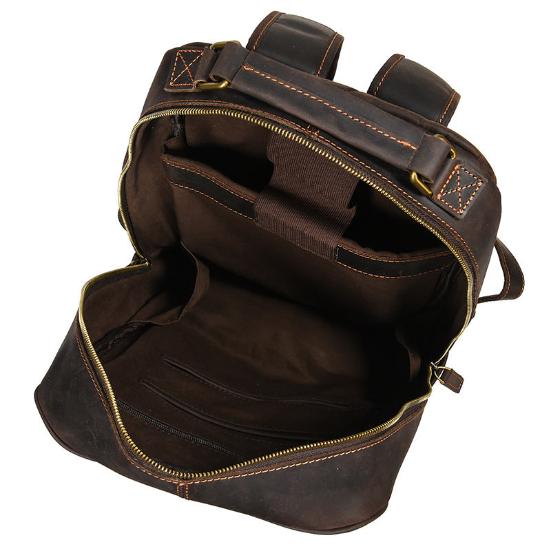 Retro cowhide leather backpack, view 3 - MRSLM