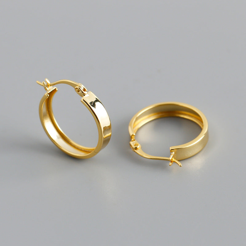 women's wide flat round hoop earrings, view 6 - MRSLM