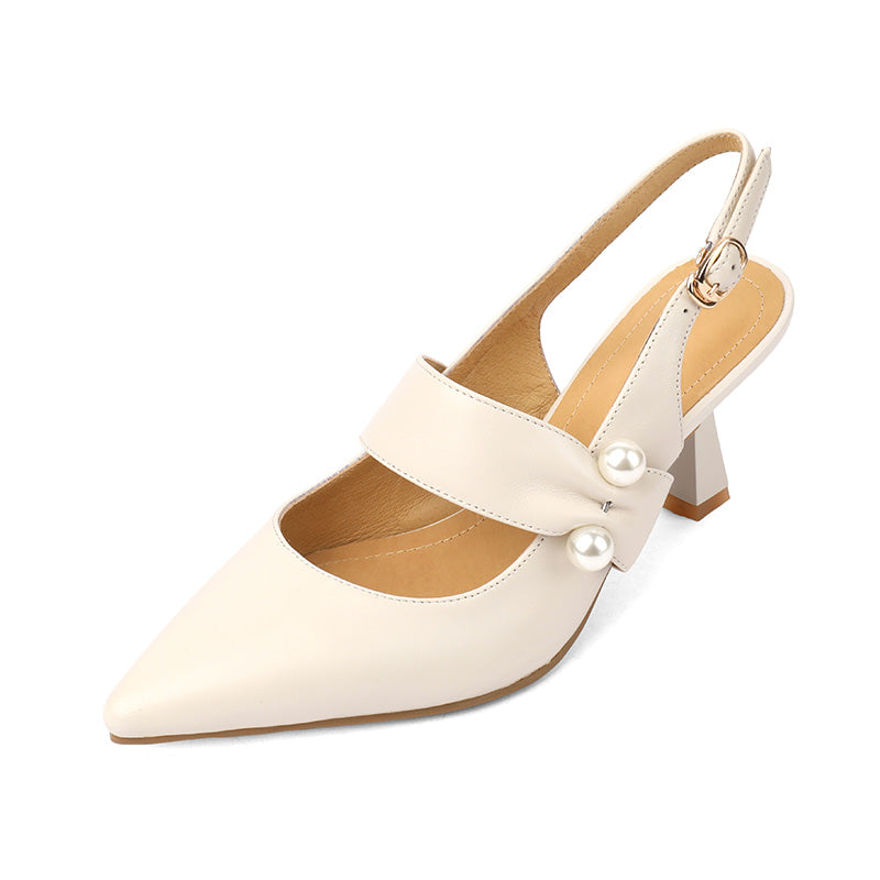 pearl detail high heel sandals, view 2 - MRSLM