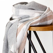 plaid wool scarf with tassels, view 6 - MRSLM