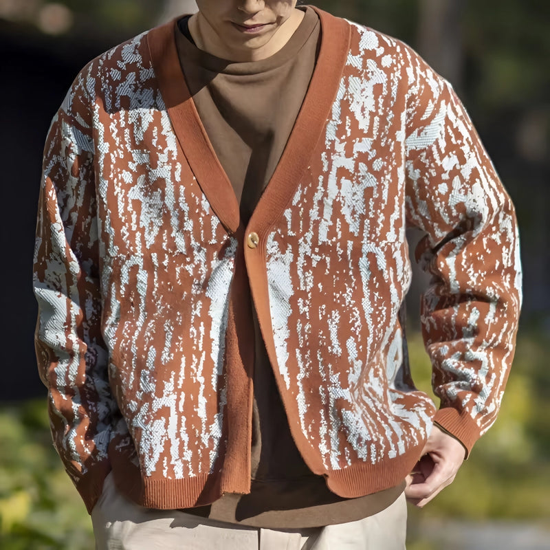 vintage printed knitted cardigan sweater, view 2 - MRSLM