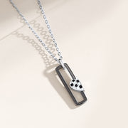 black and white check clavicle chain, view 4 - MRSLM