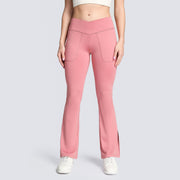 high-stretch cross-waist flared yoga pants, view 3 - MRSLM