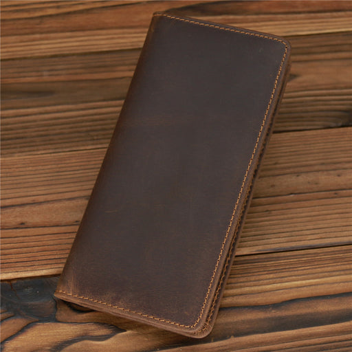 Men's crazy horse leather long wallet - MRSLM