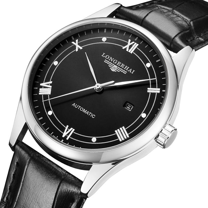 Men's leather strap quartz watch, view 6 - MRSLM
