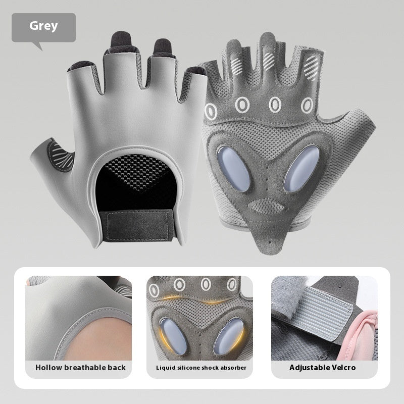 Women's half finger silicone fitness gloves, view 7 - MRSLM
