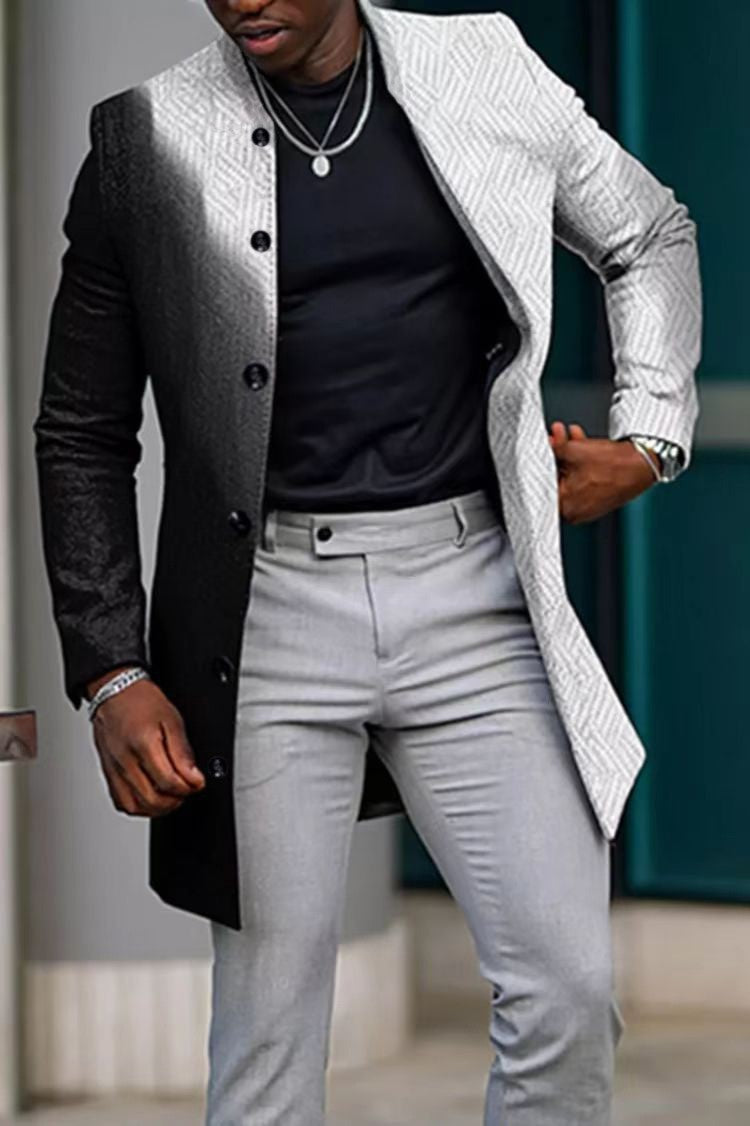 Men's stand collar plaid casual coat, view 15 - MRSLM