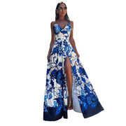 blue printed sling dress, view 5 - MRSLM