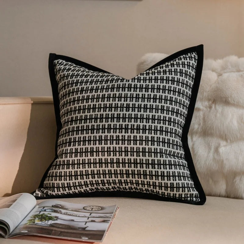 nordic geometric jacquard cushion cover, view 7 - MRSLM