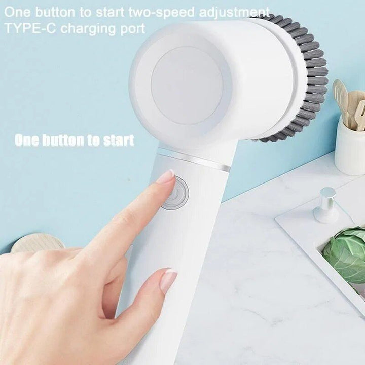 Electric Spin Scrubber with 6 Replaceable Brush Heads - Cordless Power Cleaner for Home