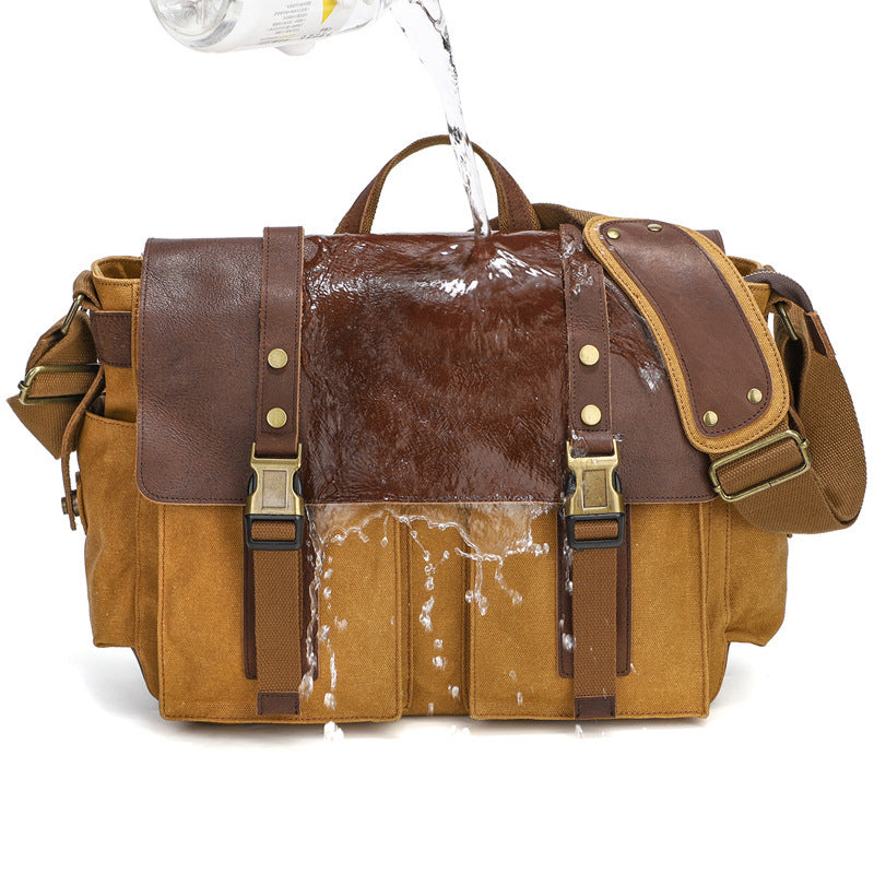 waxed canvas crossbody bag, view 4 - MRSLM
