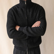 men's high neck zipper knit cardigan, view 3 - MRSLM