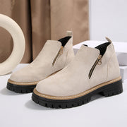 Women's suede chunky side-zip ankle boots, view 3 - MRSLM