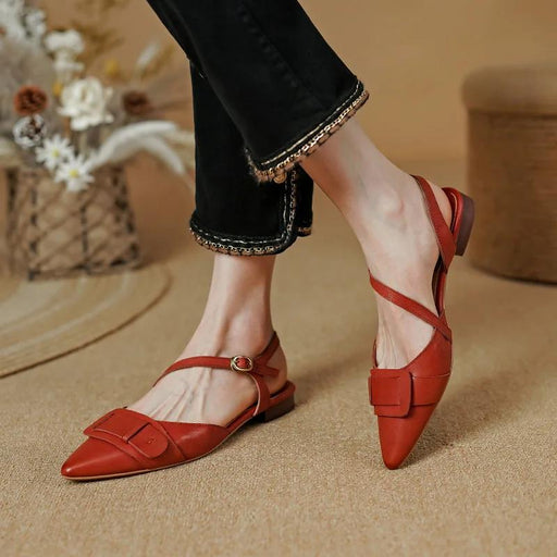 low-heel leather slingback sandals - MRSLM