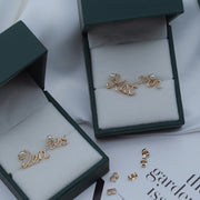 pearl letter name earring, view 3 - MRSLM