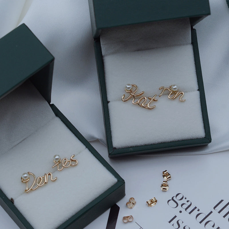 pearl letter name earring, view 3 - MRSLM