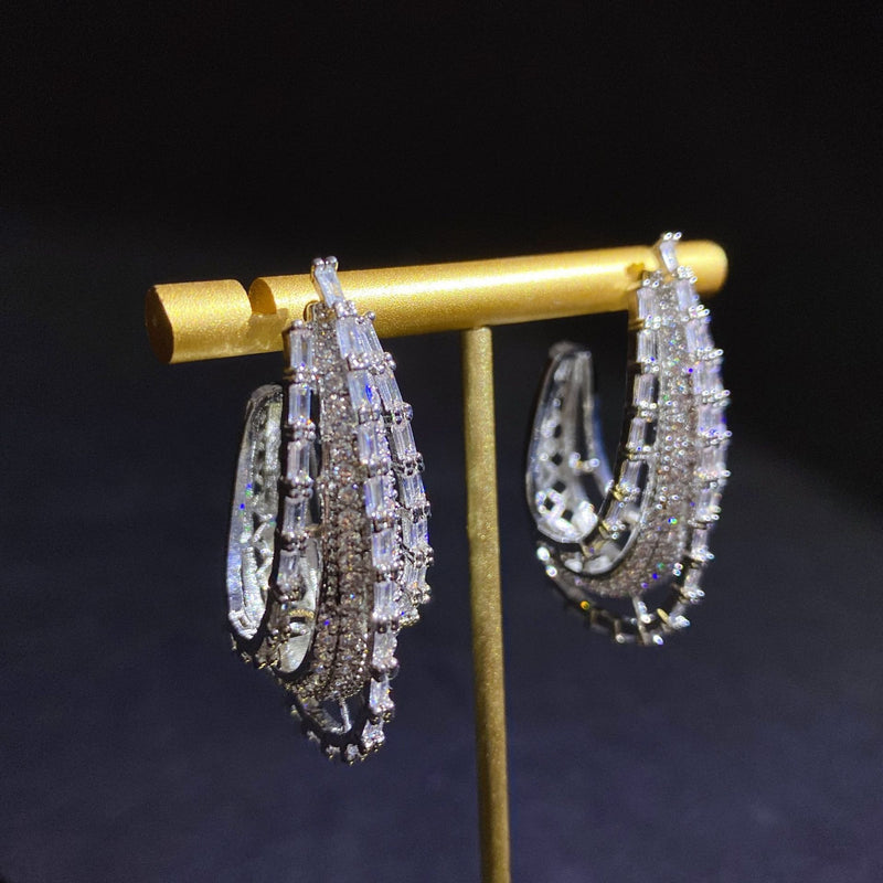 zircon multi-layer drop earrings - MRSLM
