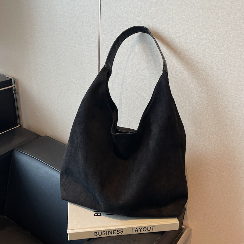 Women's suede-look slouchy shoulder bag, view 2 - MRSLM