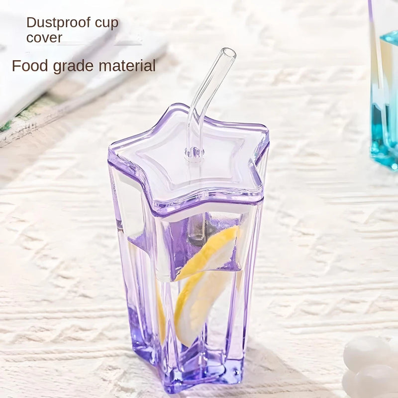 starlight gradient glass mug with straw and lid, view 7 - MRSLM