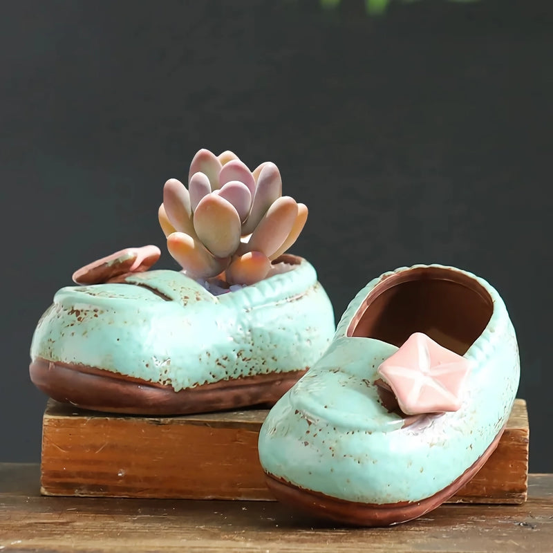 ceramic boot vase for succulents, view 6 - MRSLM