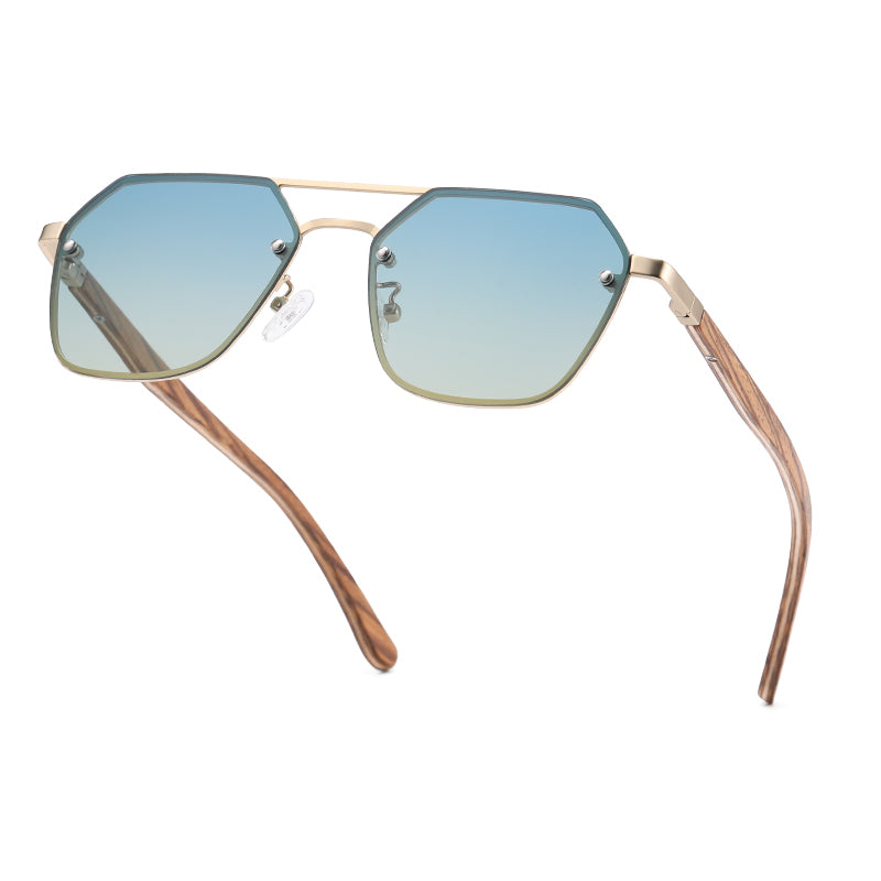 polarized wood frame sunglasses, view 5 - MRSLM