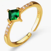 S925 silver adjustable green stone ring, view 3 - MRSLM