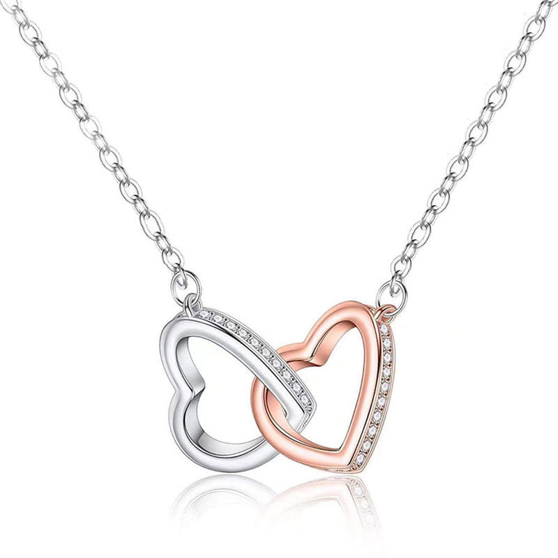 Interlocking double ring necklace with gift card, view 5 - MRSLM