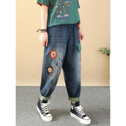 embroidered patchwork harem jeans, view 3 - MRSLM