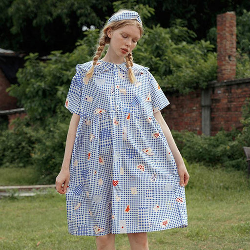 women's chiffon summer dress with peter pan collar - MRSLM