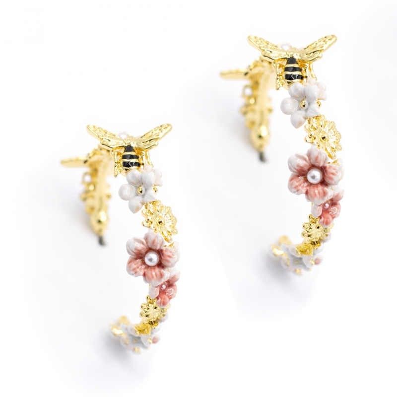 enamel flower petal bee jewelry, view 15 - MRSLM