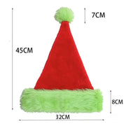 Plush velvet Santa hat with green trim, view 3 - MRSLM