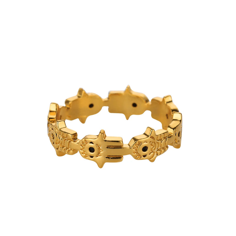 Hamsa hand stainless steel ring, view 2 - MRSLM