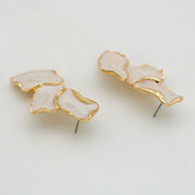 zinc alloy cream enamel petal earrings, view 5 - MRSLM