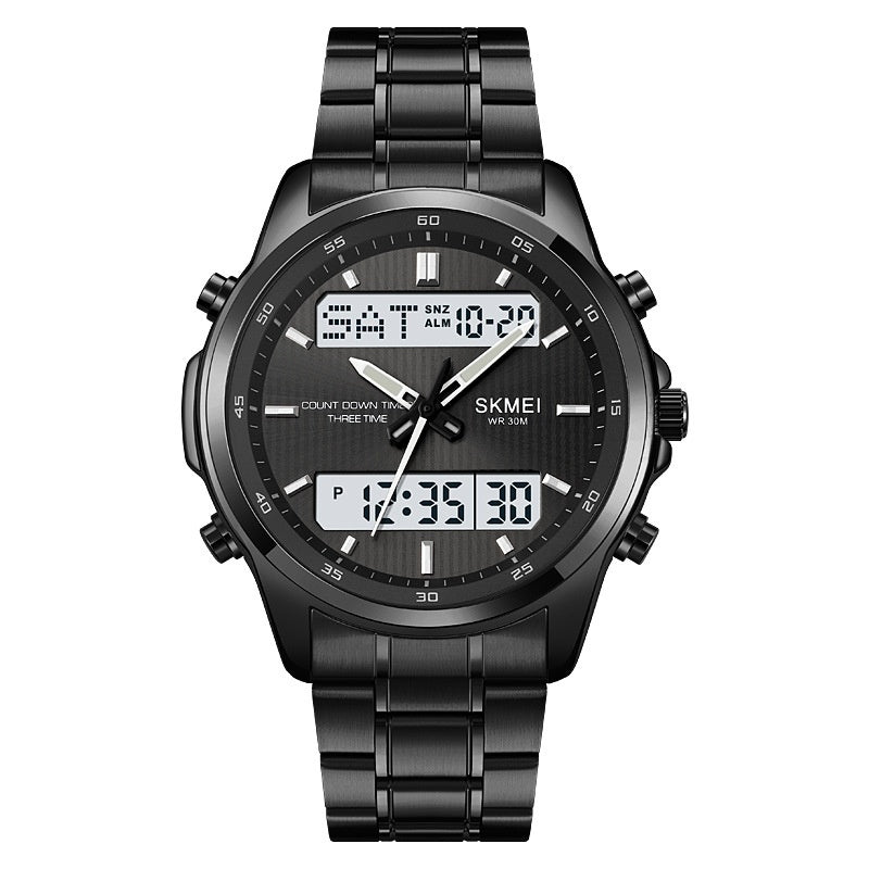 men's double display steel watch, view 8 - MRSLM