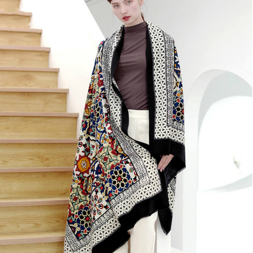Wool pashmina poncho shawl - MRSLM