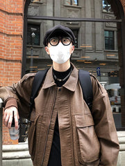 american retro biker's PU leather coat, view 8 - MRSLM