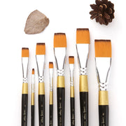 Flat nylon hair artist brush set, view 4 - MRSLM