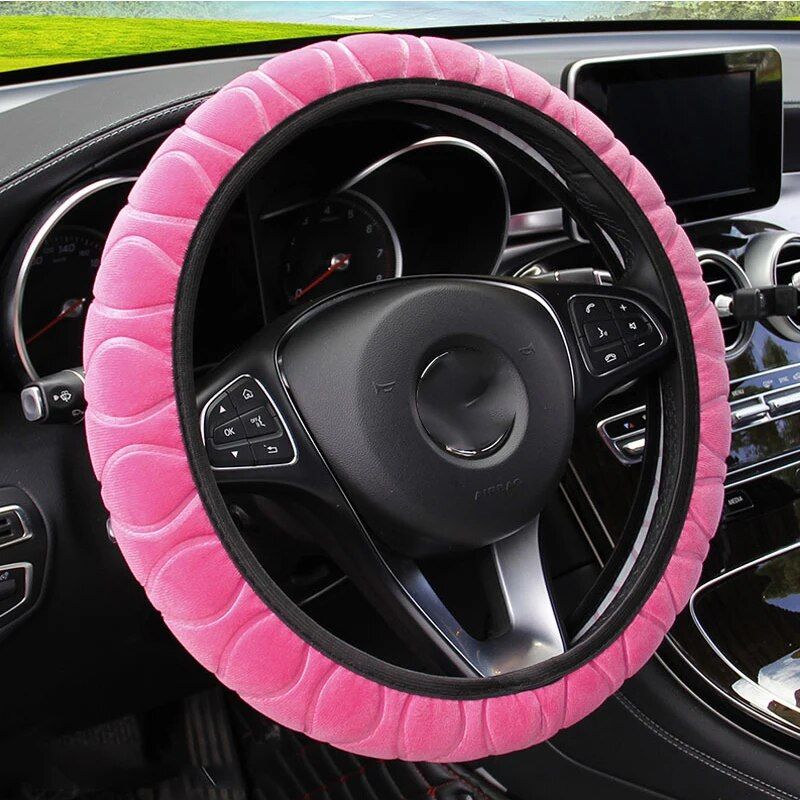 Soft winter plush steering wheel cover, view 3 - MRSLM