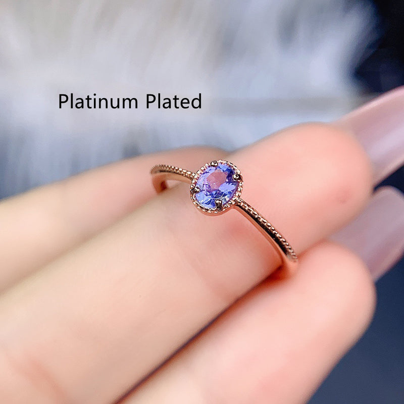 natural tanzanite S925 silver ring, view 6 - MRSLM