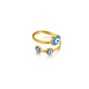 gold evil eye stainless steel ring, view 2 - MRSLM