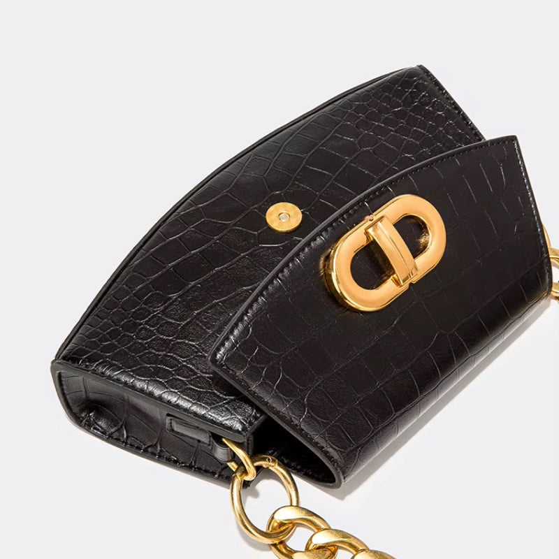 alligator print crossbody shoulder bag, view 5 - MRSLM
