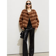 color block wool fleece coat for women, view 6 - MRSLM