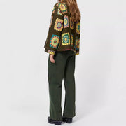 lapel flower print green jacket, view 2 - MRSLM