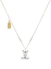 women's silver bear pendant necklace, view 2 - MRSLM