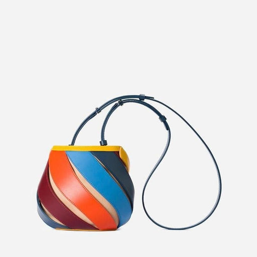 Striped PU leather bucket handbag - MRSLM